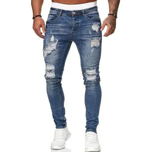 2024 New Street Style Ripped Skinny Jeans Men Vintage