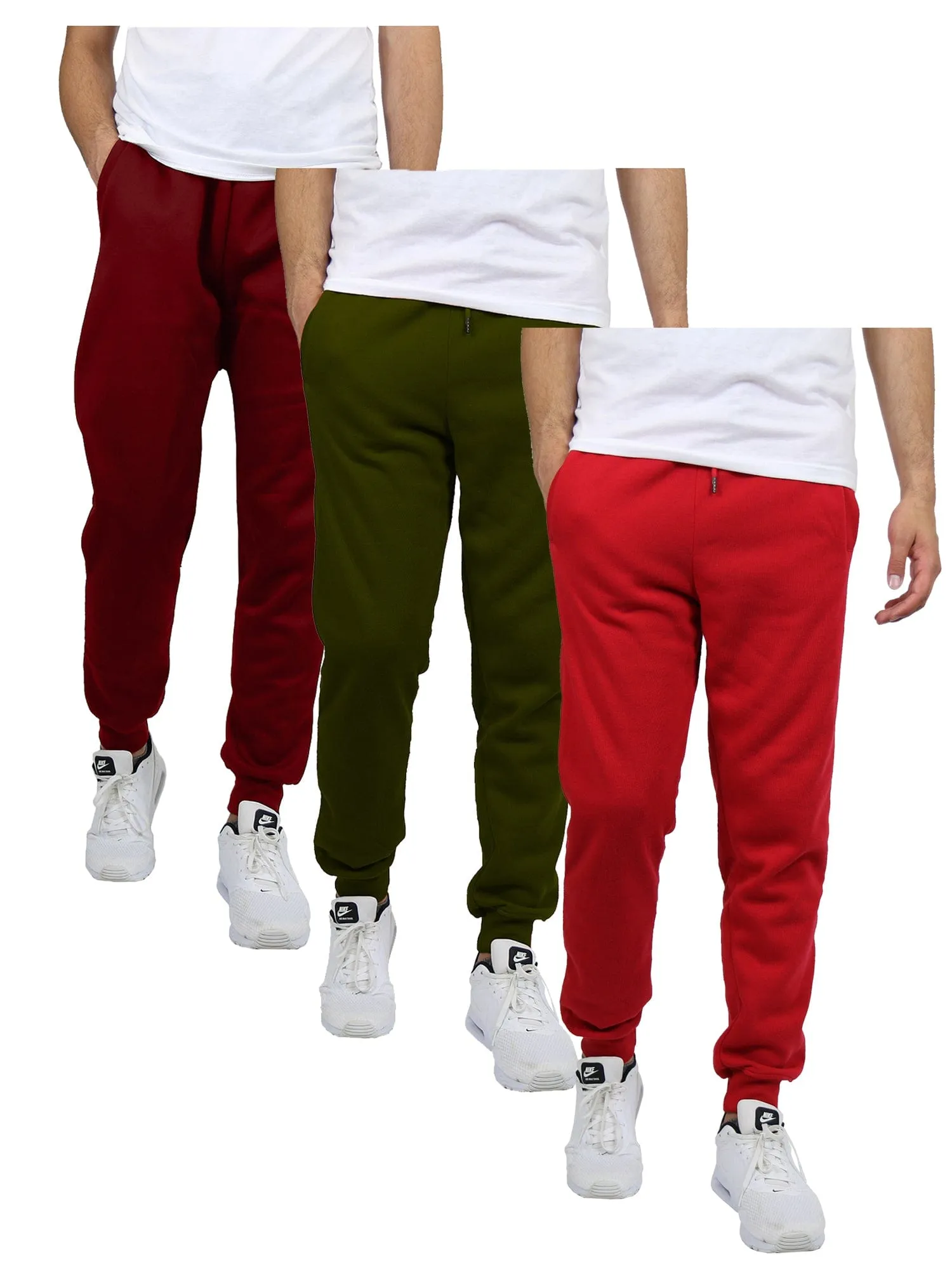 [3-Pack] Men's Slim-Fit Fleece Jogger Sweatpants