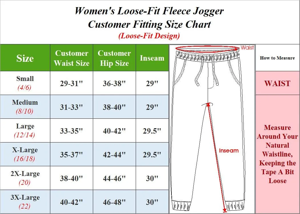 [3-Pack] Women's Loose-Fit Fleece Jogger Sweatpants with Zipper Pockets