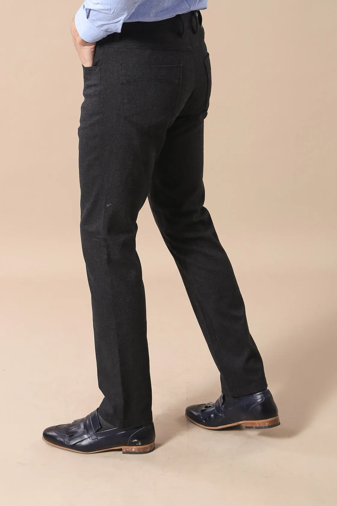 5 Pockets Cotton Black Men Pants - Wessi