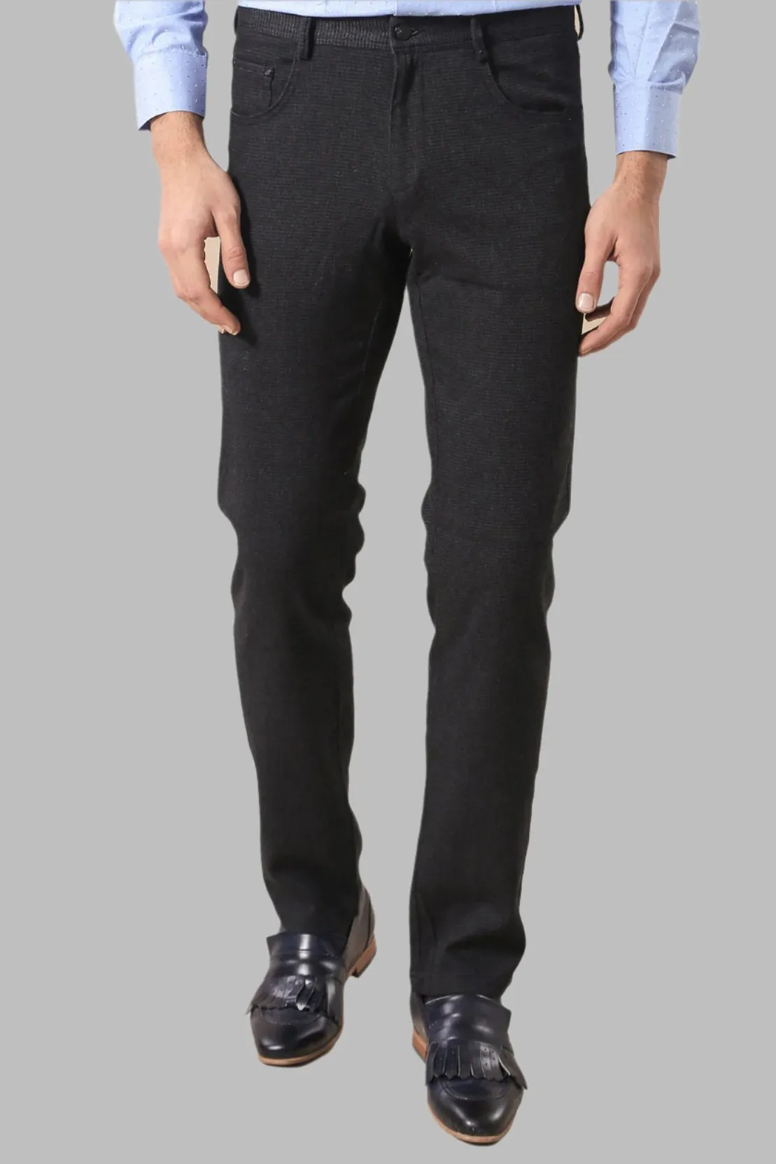 5 Pockets Cotton Black Men Pants - Wessi