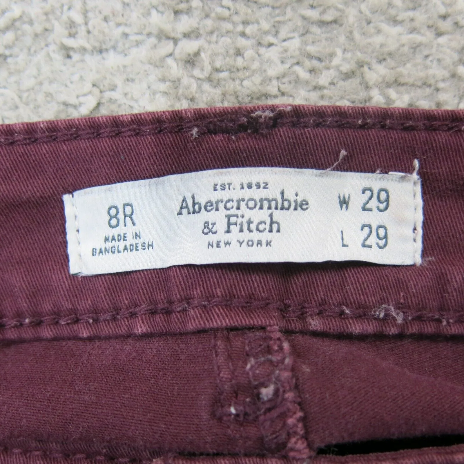 Abercrombie & Fitch Womens Jeans Skinny Leg Mid Rise Pockets Maroon Size W29XL29