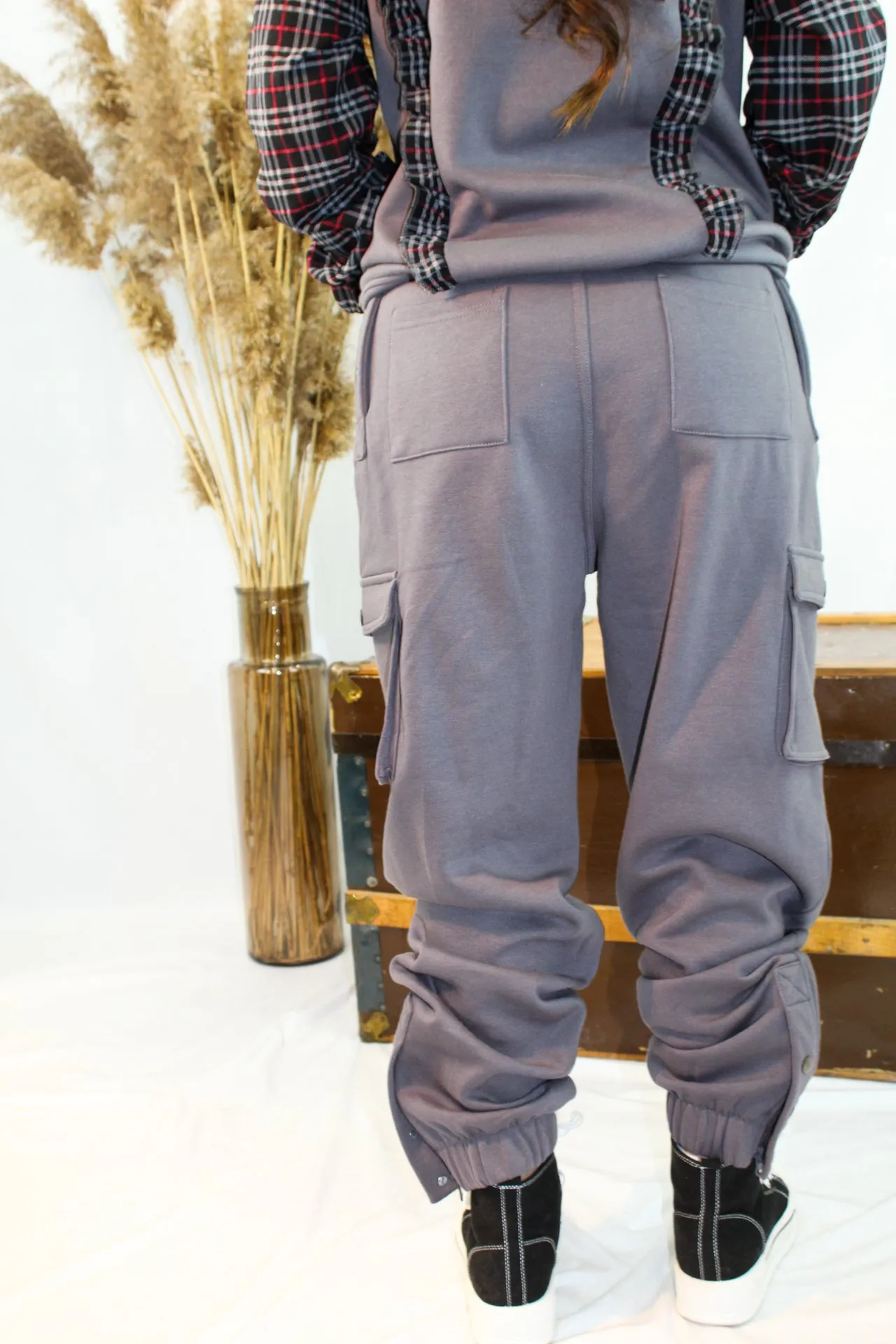 Adaptive Kids Cargo Joggers Pants: Elastic Waist, And Easy-Undressing Side Zipper