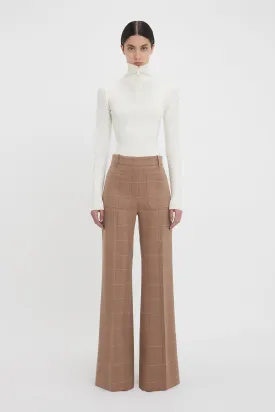 Alina Tailored Trouser In Camel-Multi Check