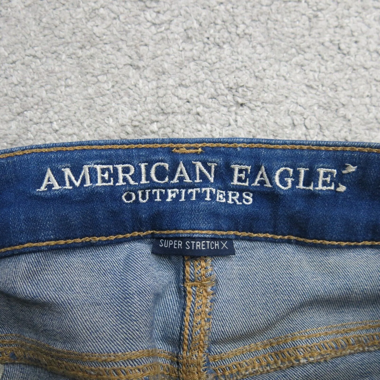 American Eagle Jeans Womens 00 Blue Denim Super Stretch Slim Straight Low Rise