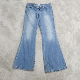 American Eagle Jeans Womens W30 Blue Stretch Wide Leg Denim Low Rise Pockets