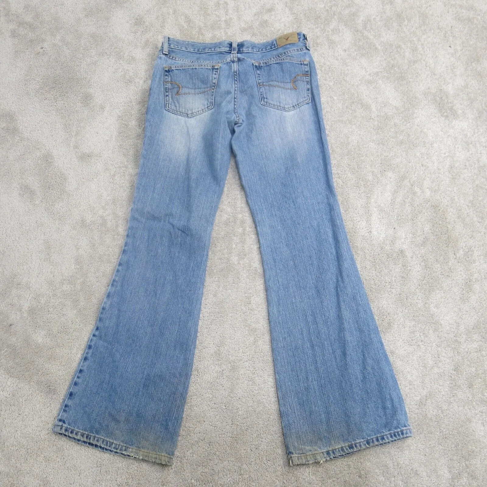 American Eagle Jeans Womens W30 Blue Stretch Wide Leg Denim Low Rise Pockets