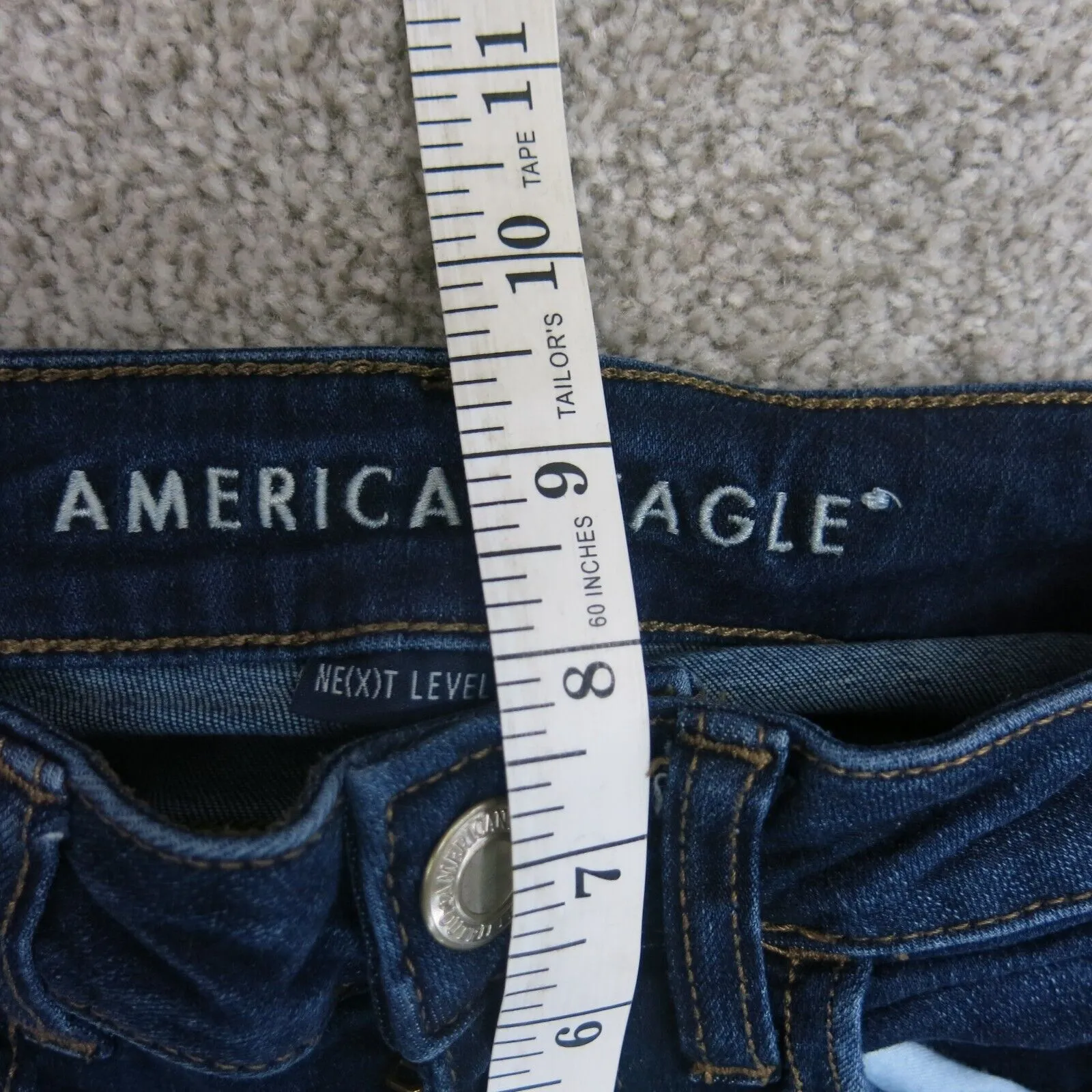 American Eagle Mens Skinny Leg Jeans Next Level Stretch Low Rise Blue 00 Short