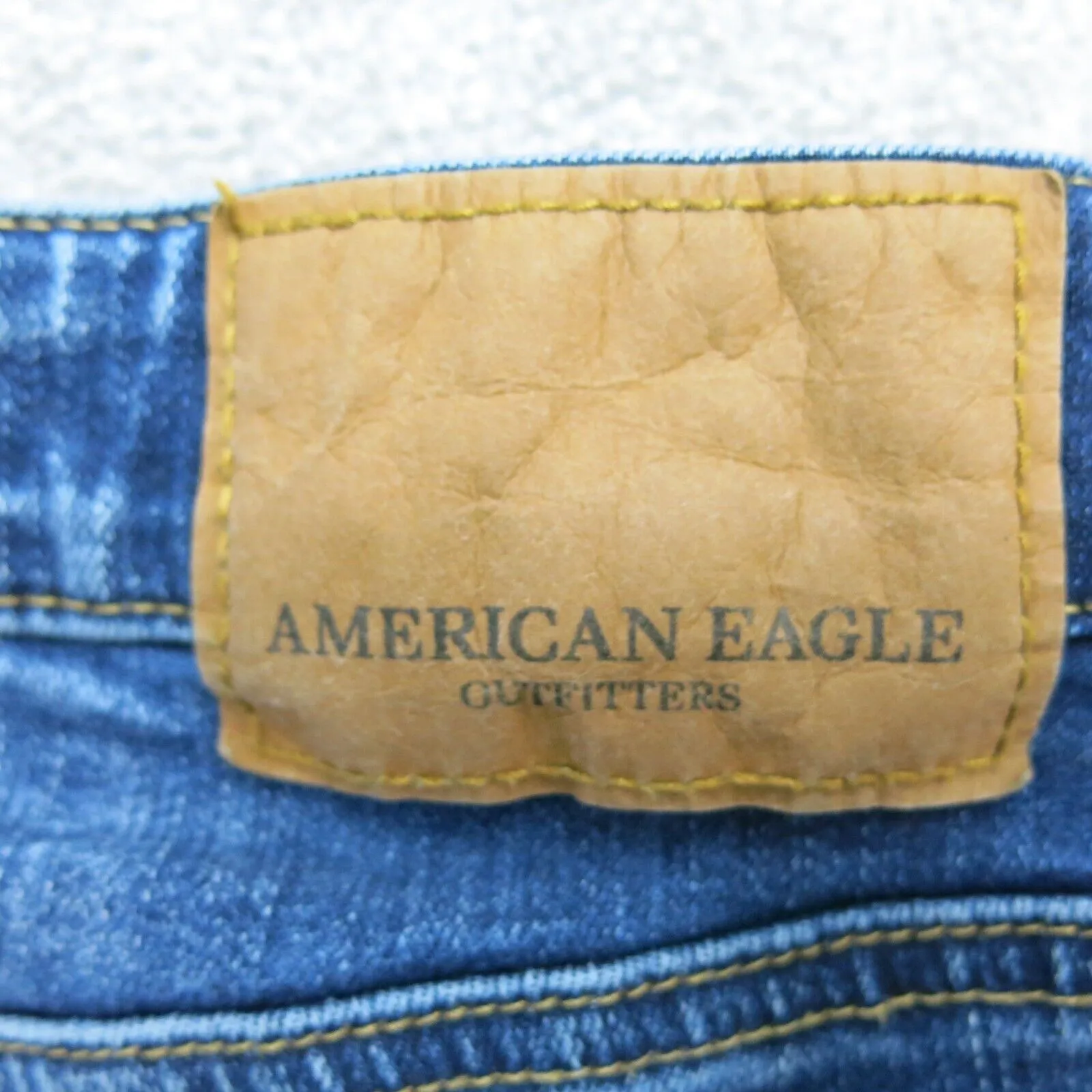 American Eagle Mens Slim Straight Denim Jeans Distressed Low Rise Blue W28XL32