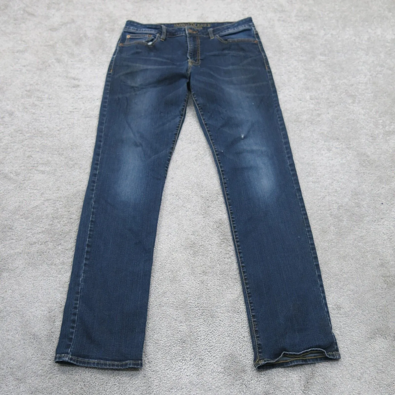 American Eagle Mens Slim Straight Jeans Extreme Flex Mid Rise Blue Size W33XL34