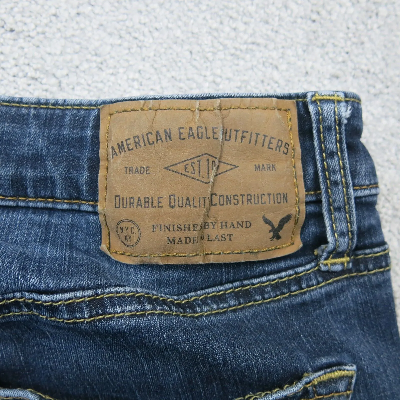 American Eagle Mens Slim Straight Jeans Extreme Flex Mid Rise Blue Size W33XL34