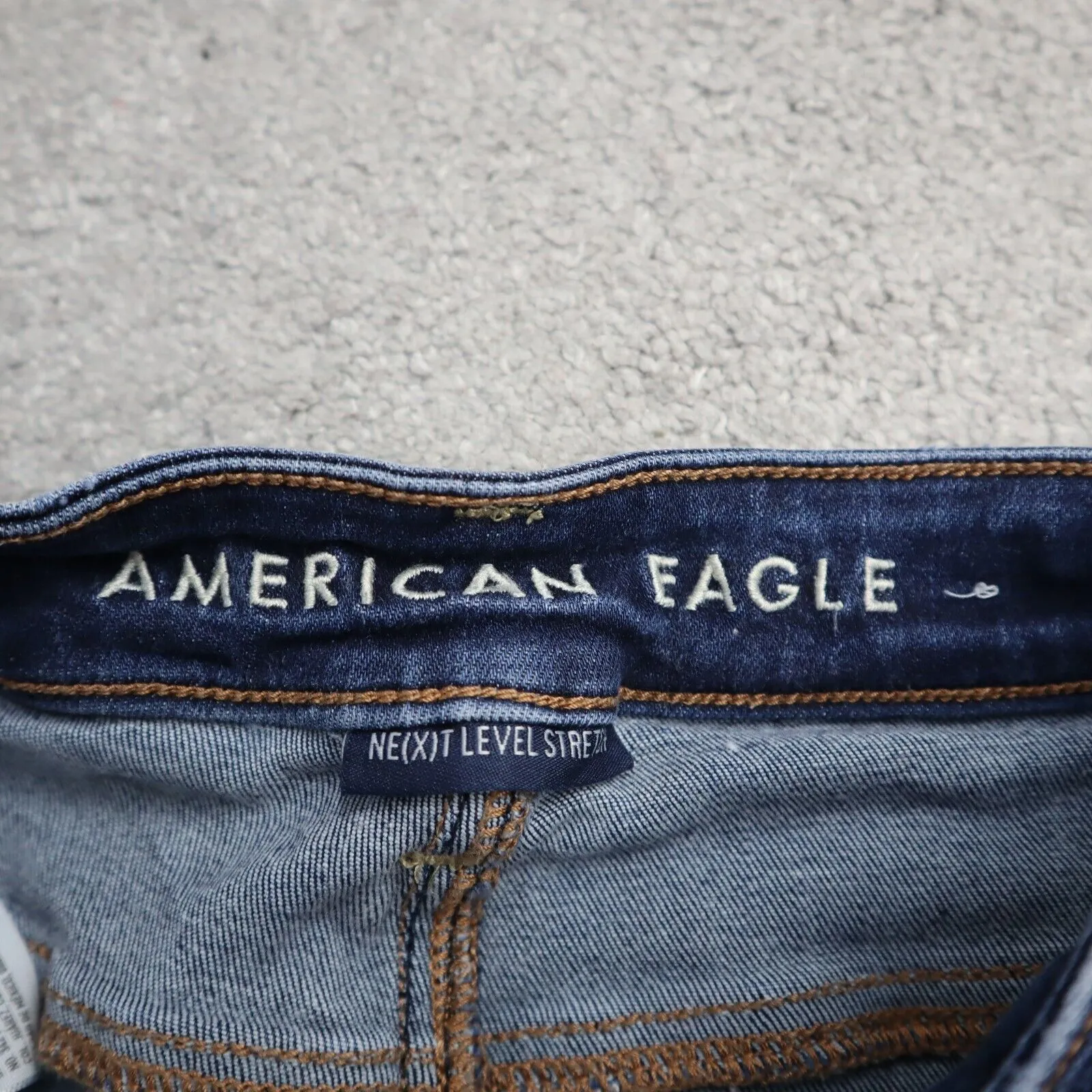 American Eagle Women Jeans Skinny Leg Distressed Mid Rise Stretch Blue Size 4Reg