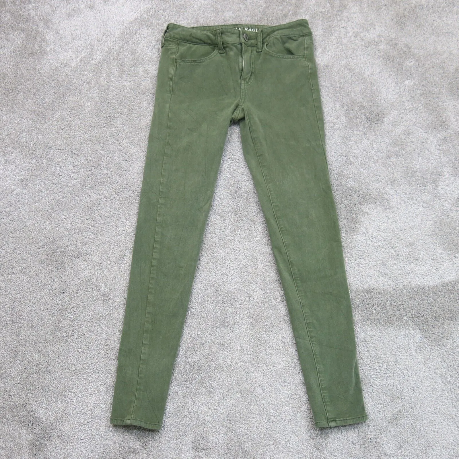 American Eagle Womens Jegging Jeans Denim Mid Rise Clay Green Size 2 Regular