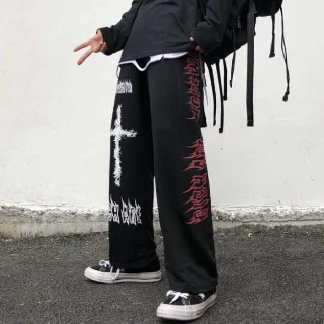 Anime Print Jeans | High Waist Baggy Hip Hop Trousers | Anime Print Wide Leg Pants | Hip Hop Streetwear Women Trousers | Streetwear Jeans