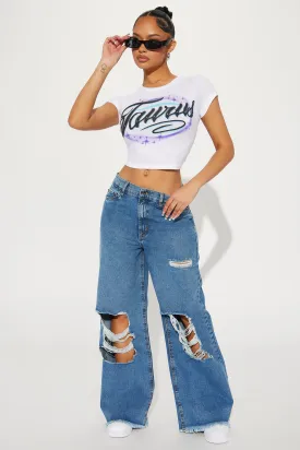 Backing Off Ripped Baggy Jeans - Medium Wash