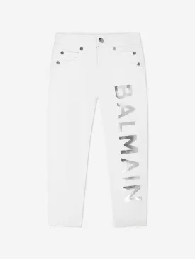 Balmain Boys Logo Jeans in White