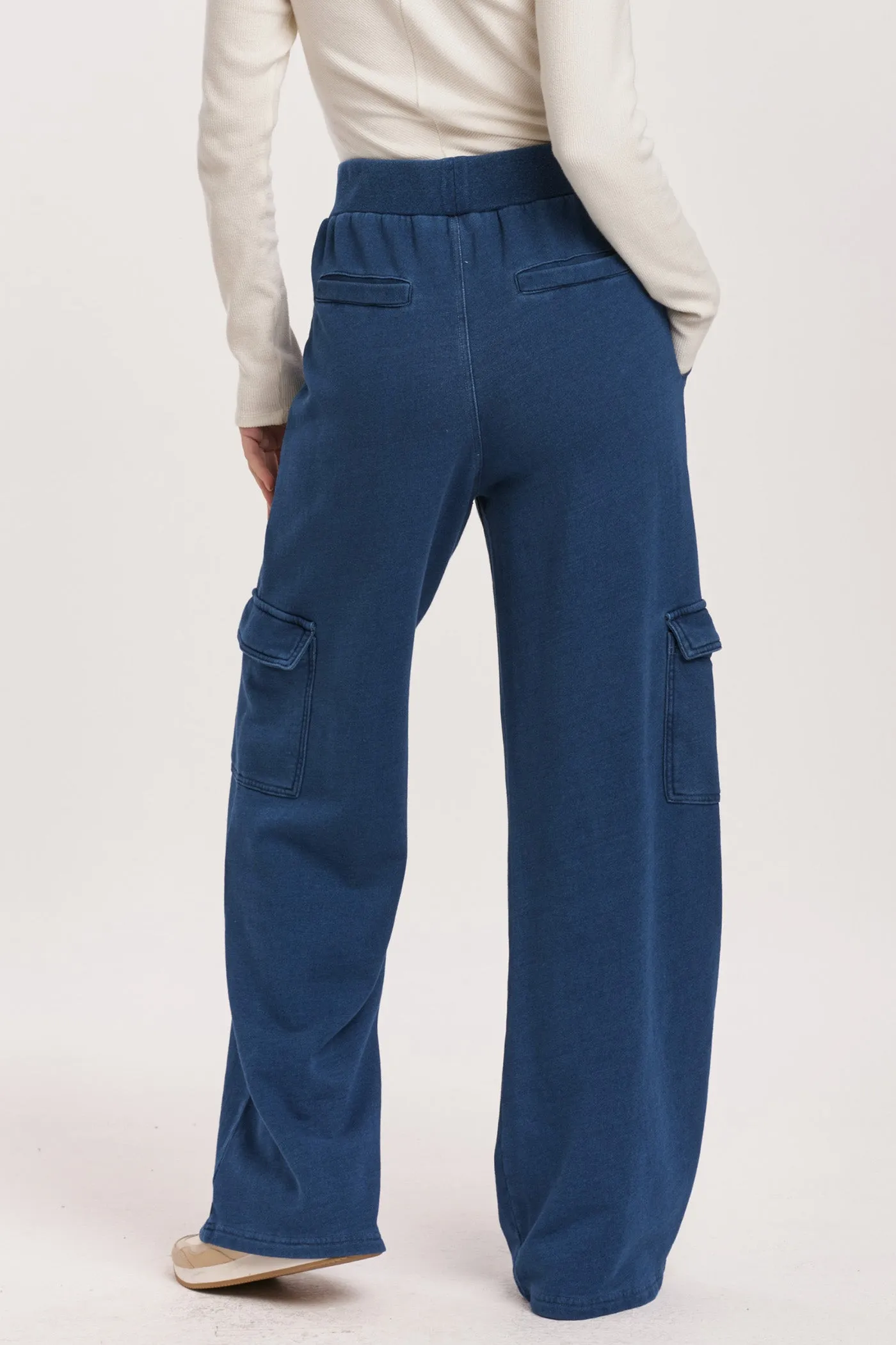 Becca High Rise Cargo Sweatpants | Dark Indigo