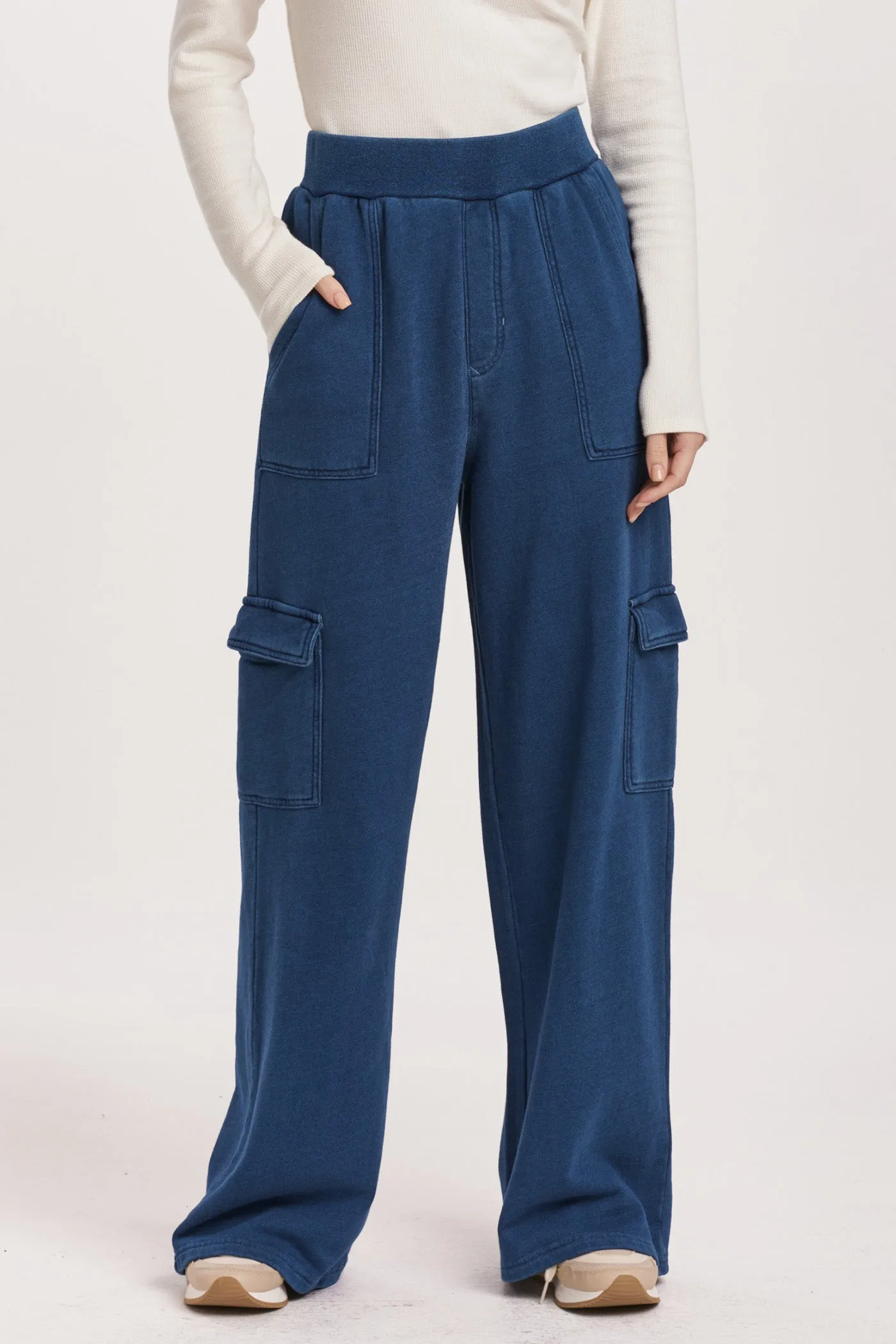 Becca High Rise Cargo Sweatpants | Dark Indigo