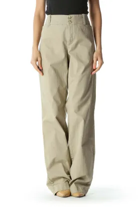 Beige Khaki Straight Leg Pants