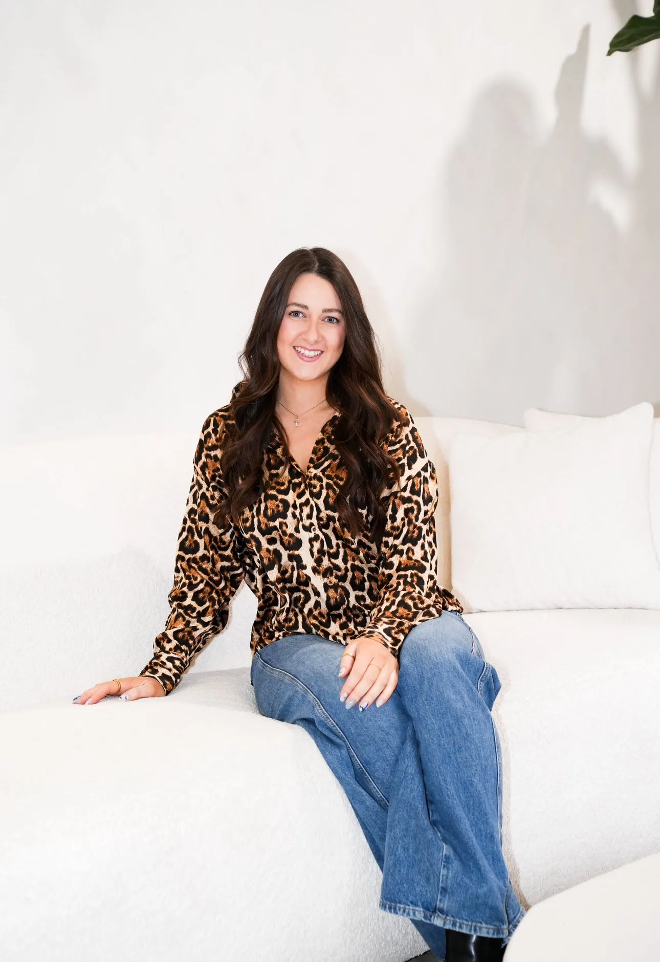 Bianca Satin Button Up Shirt | Leopard