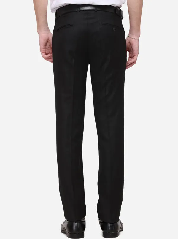 Black Solid Slim Fit Formal Trouser | Metal