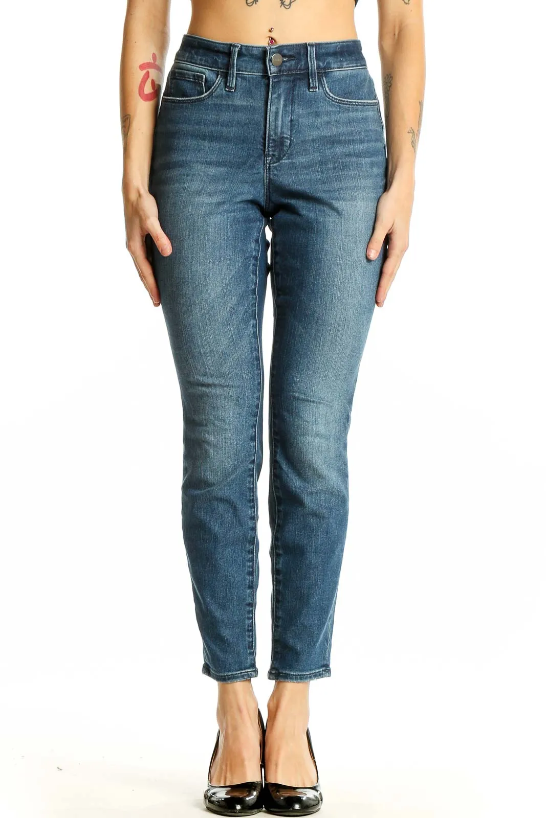 Blue Slim Fit Ankle-Length Jeans