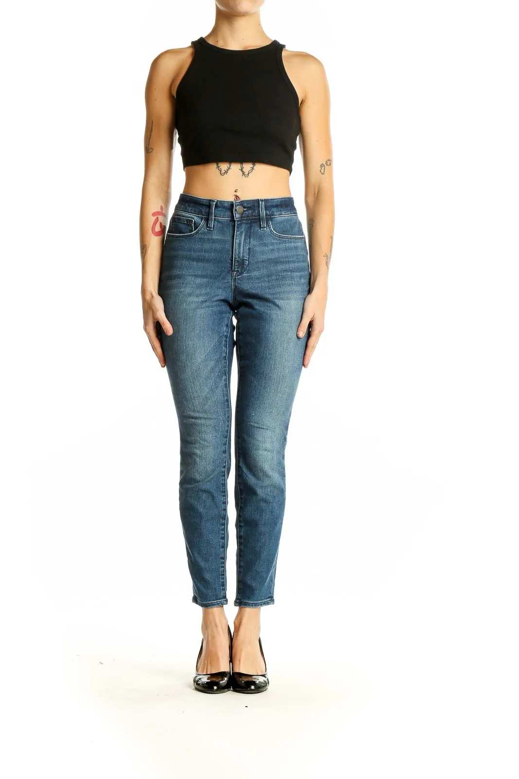 Blue Slim Fit Ankle-Length Jeans