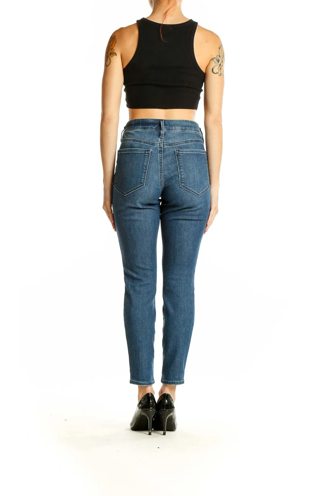 Blue Slim Fit Ankle-Length Jeans