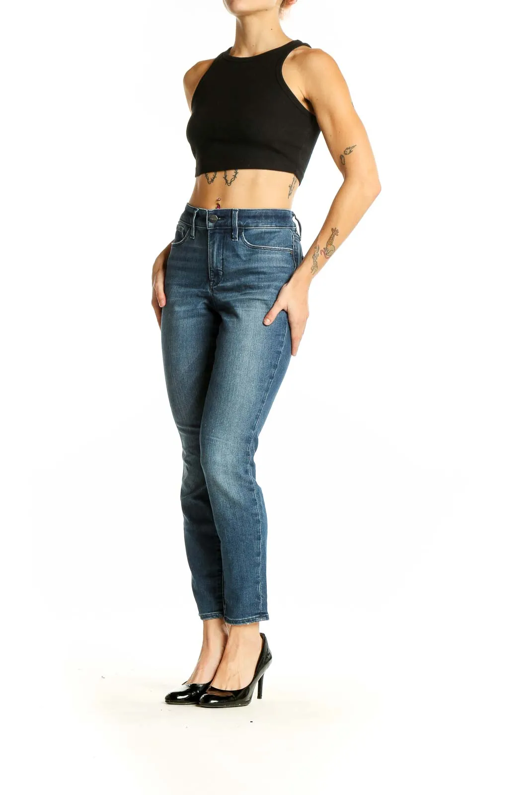 Blue Slim Fit Ankle-Length Jeans