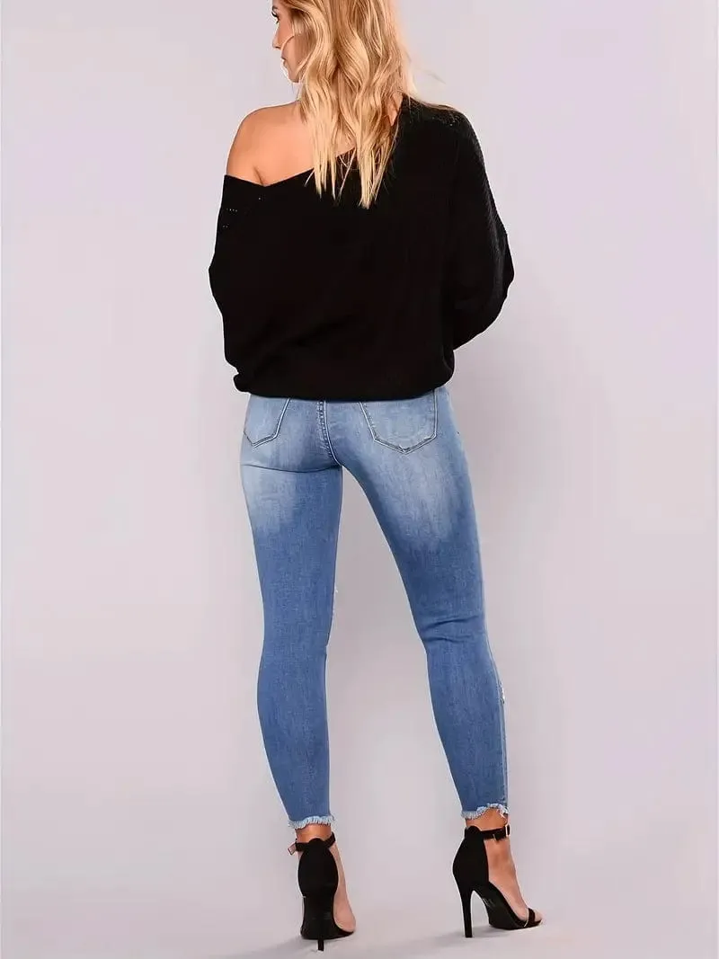 Blue Wide Leg Denim Pants