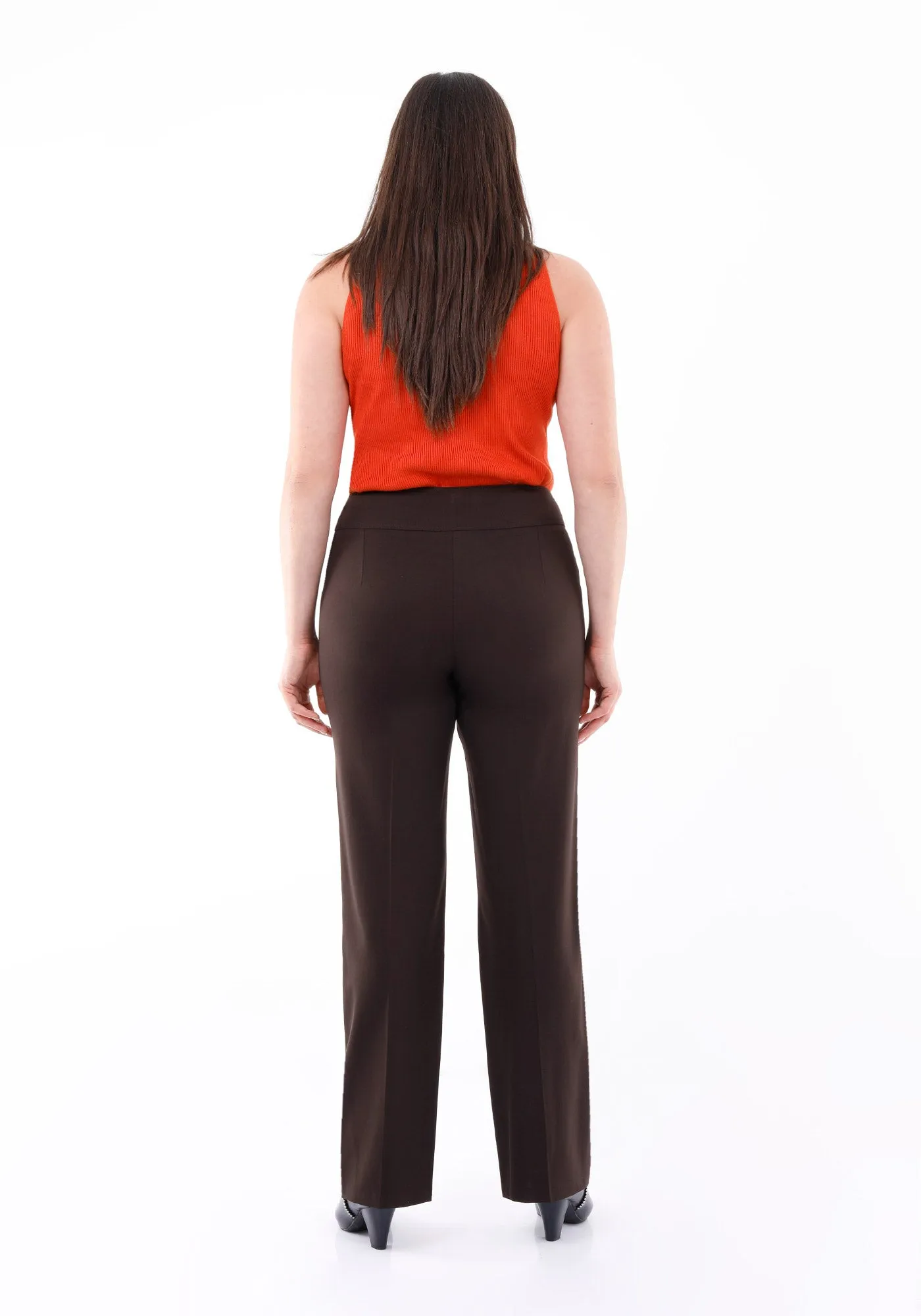 Brown Straight Leg Fit All Day Comfortable Dress Pants