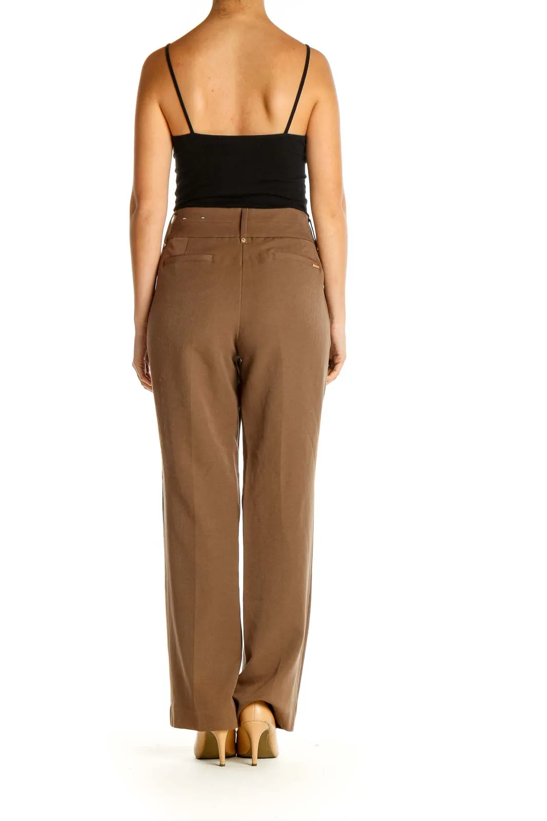 Brown Straight-Leg Trousers