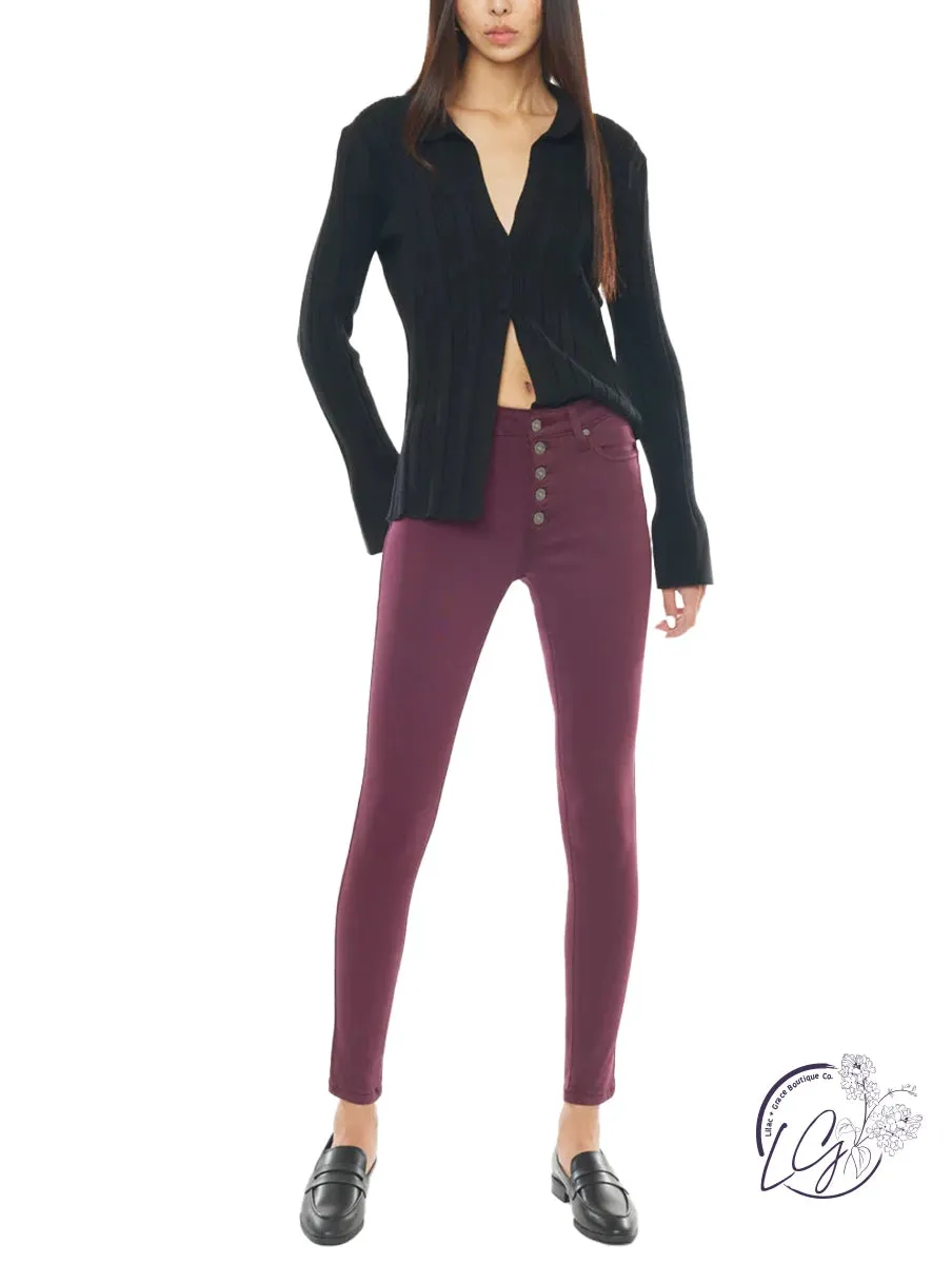 Brynn High Rise Burgundy Super Skinny By Kancan