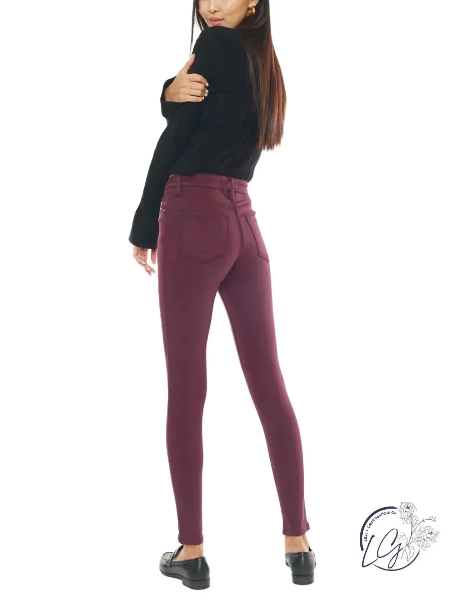 Brynn High Rise Burgundy Super Skinny By Kancan