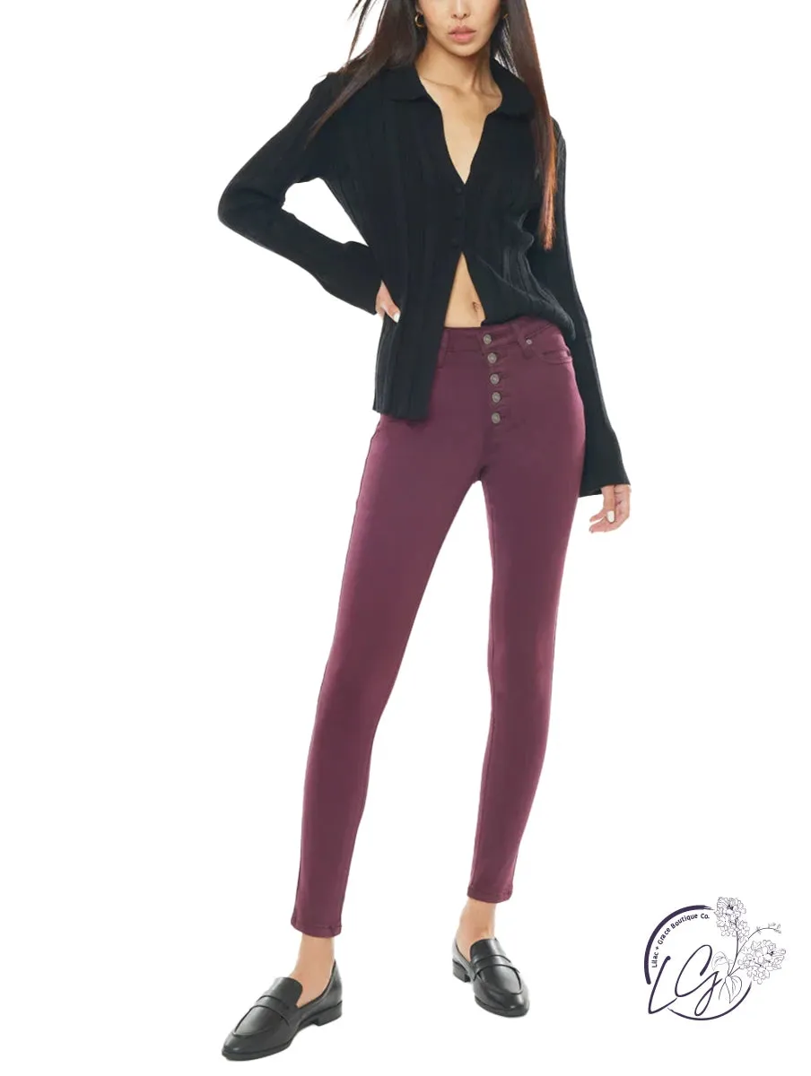 Brynn High Rise Burgundy Super Skinny By Kancan