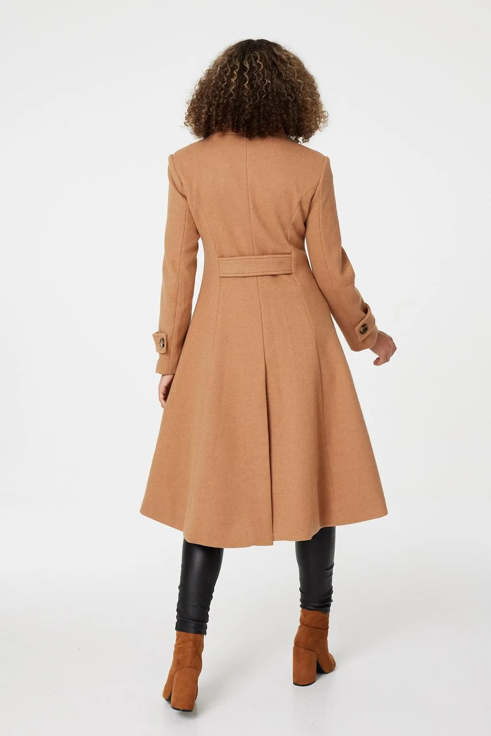 Button Front Funnel Neck Coat