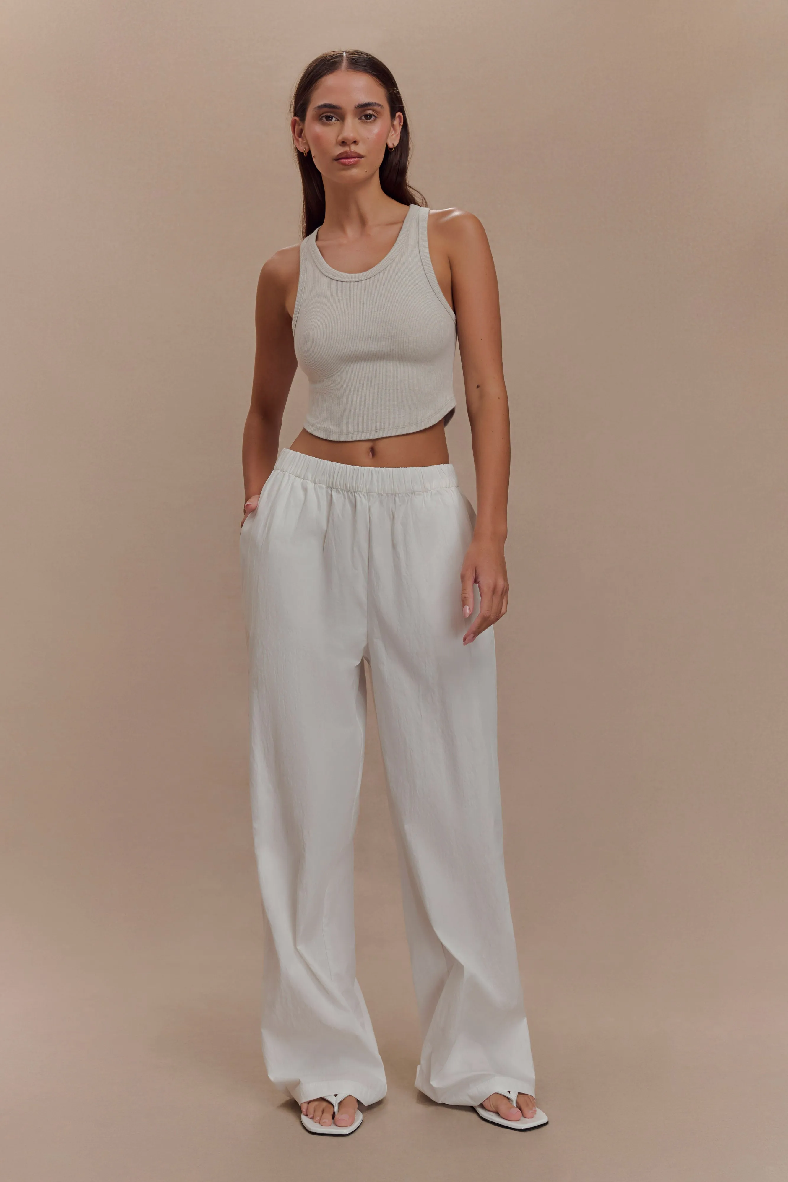 Campbell Cotton Wide Leg Pants - White