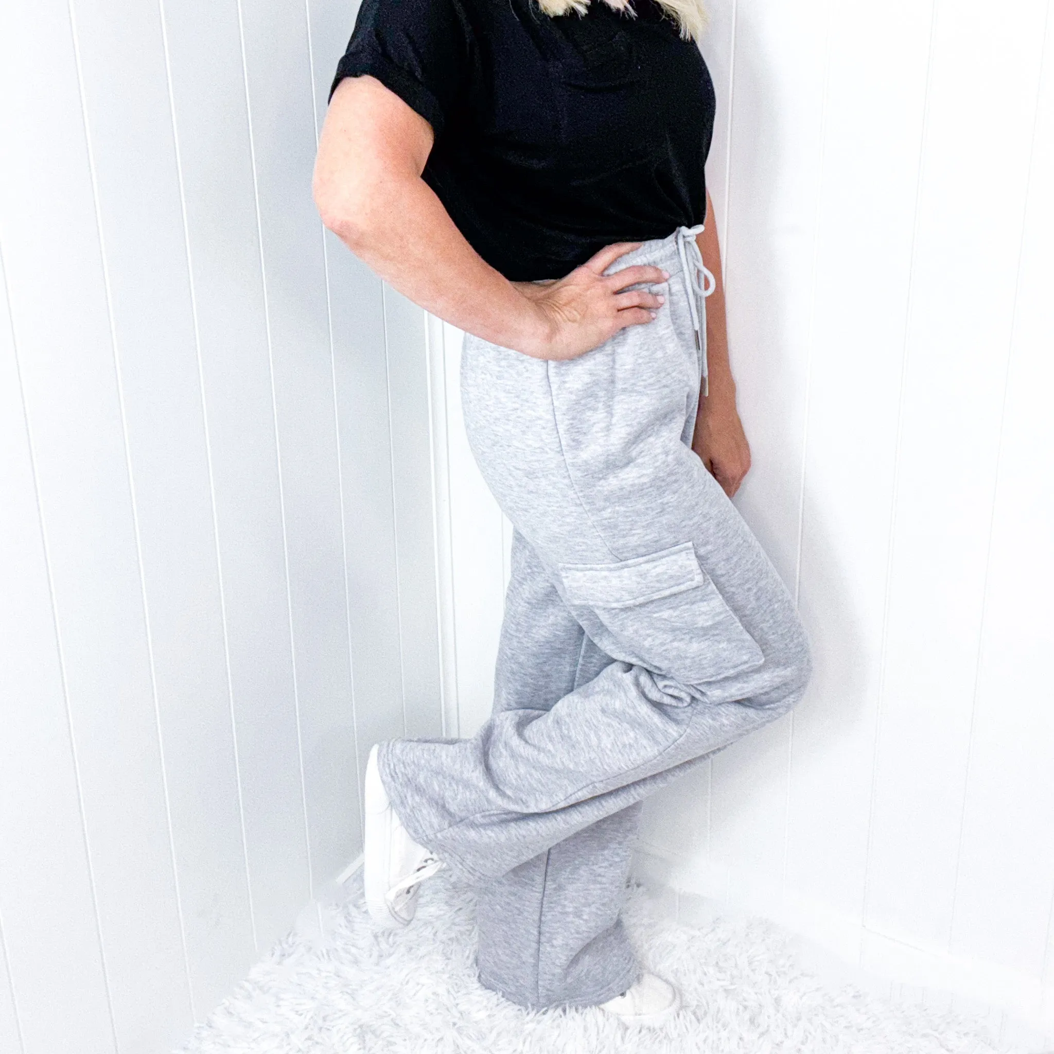 Cargolicious Plush and Soft Wide Leg Cargo Sweatpants in 5 Colors