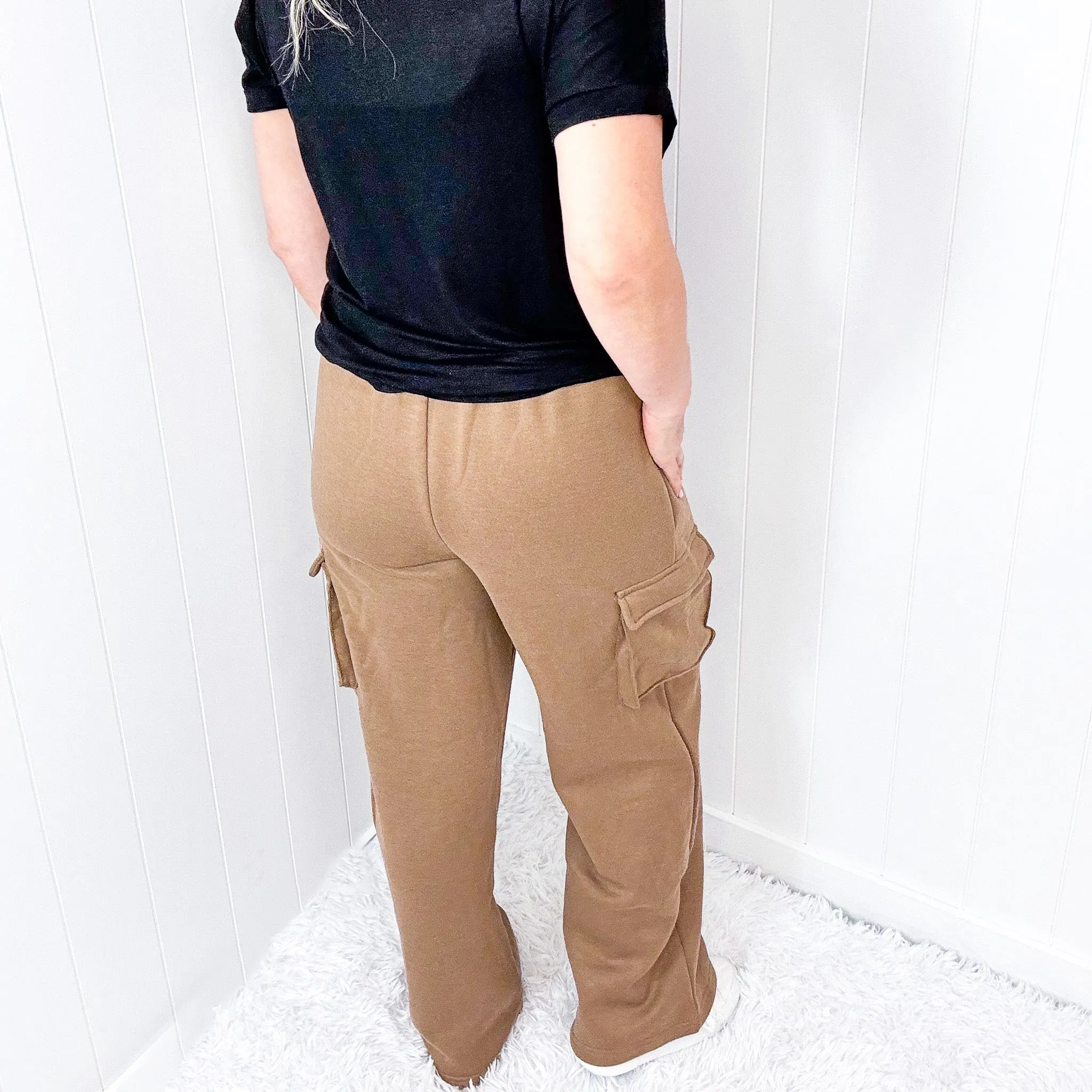 Cargolicious Plush and Soft Wide Leg Cargo Sweatpants in 5 Colors