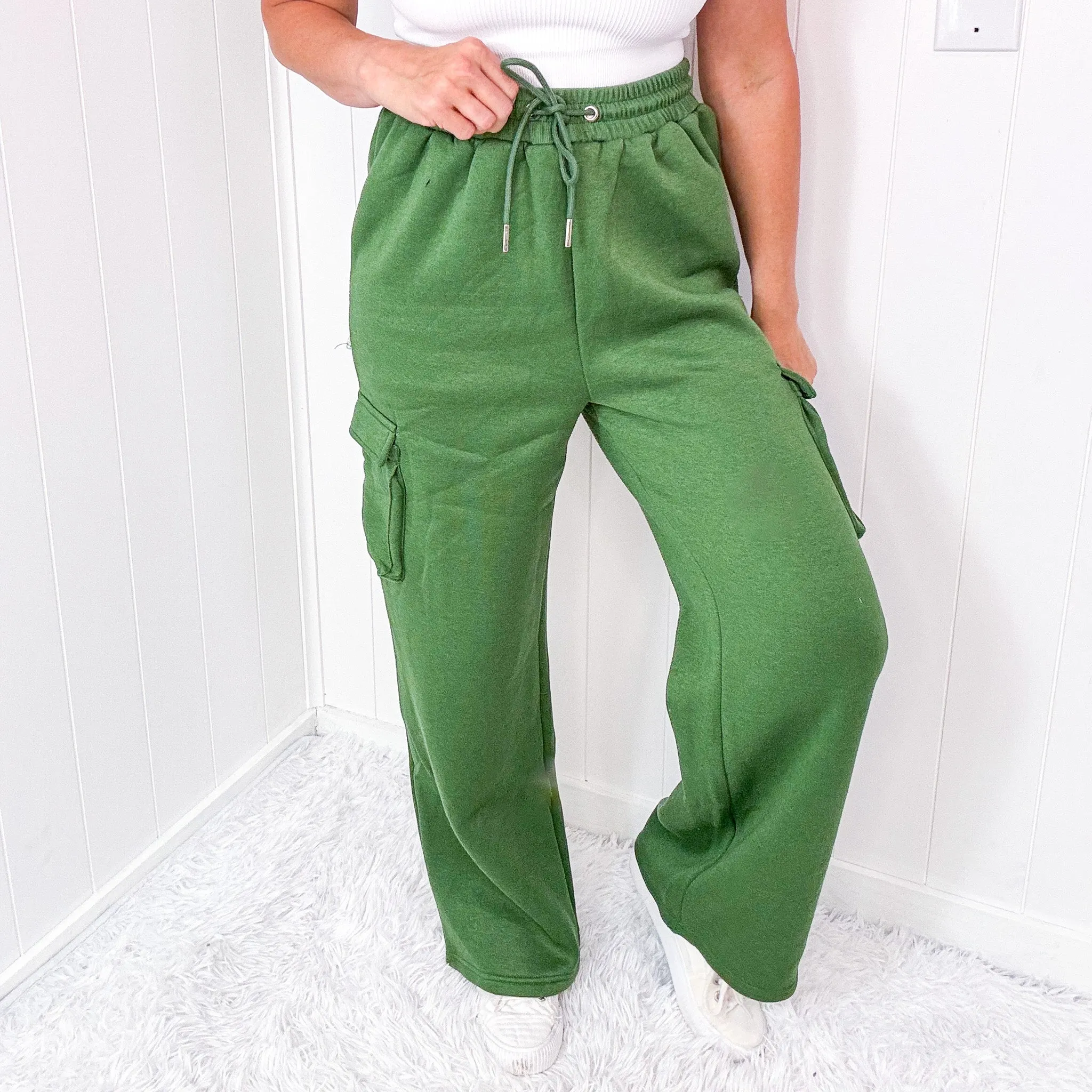 Cargolicious Plush and Soft Wide Leg Cargo Sweatpants in 5 Colors