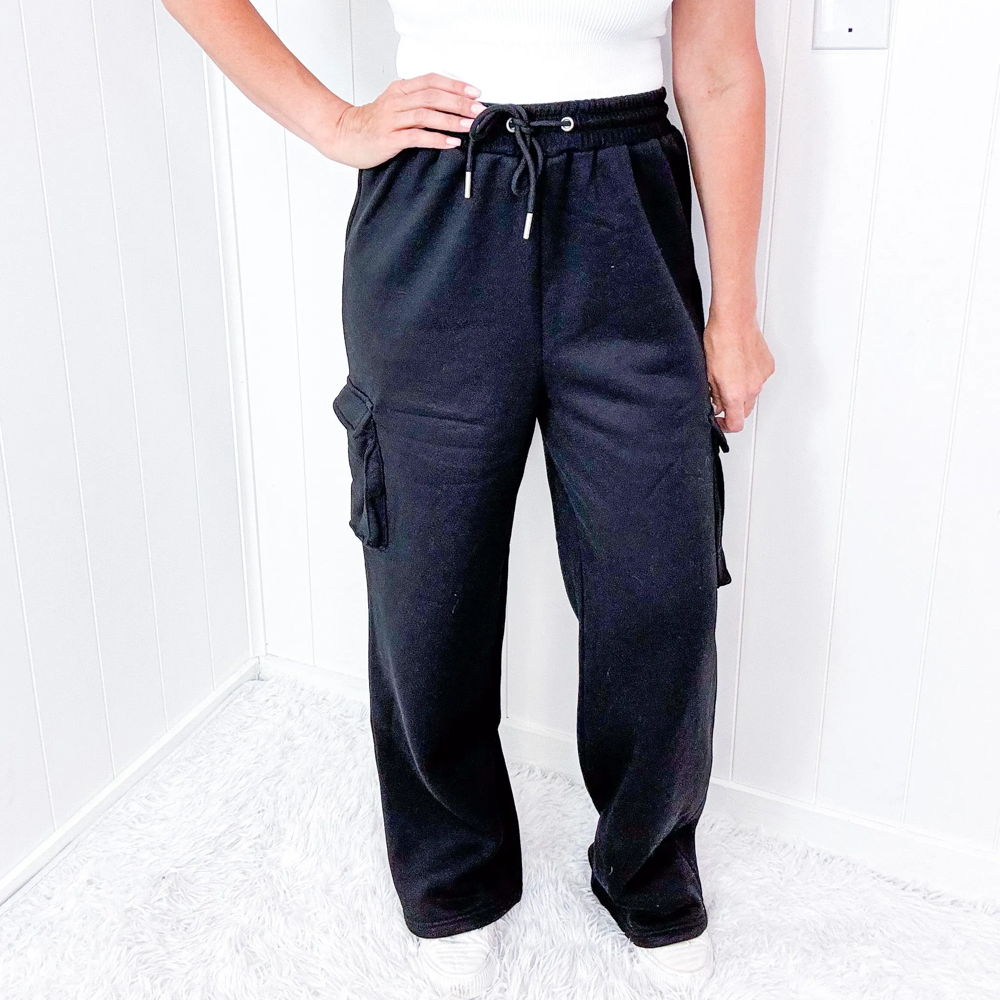 Cargolicious Plush and Soft Wide Leg Cargo Sweatpants in 5 Colors