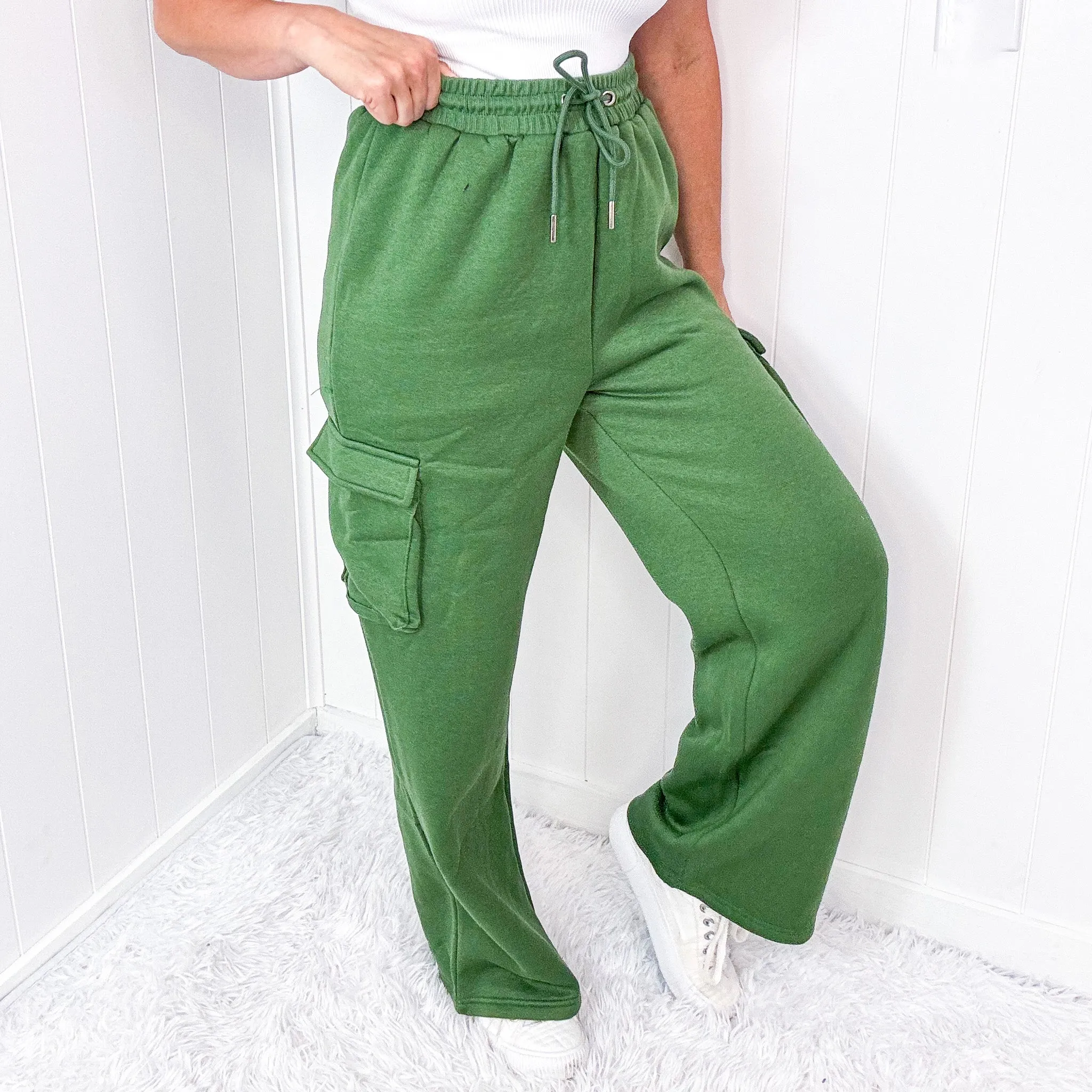 Cargolicious Plush and Soft Wide Leg Cargo Sweatpants in 5 Colors