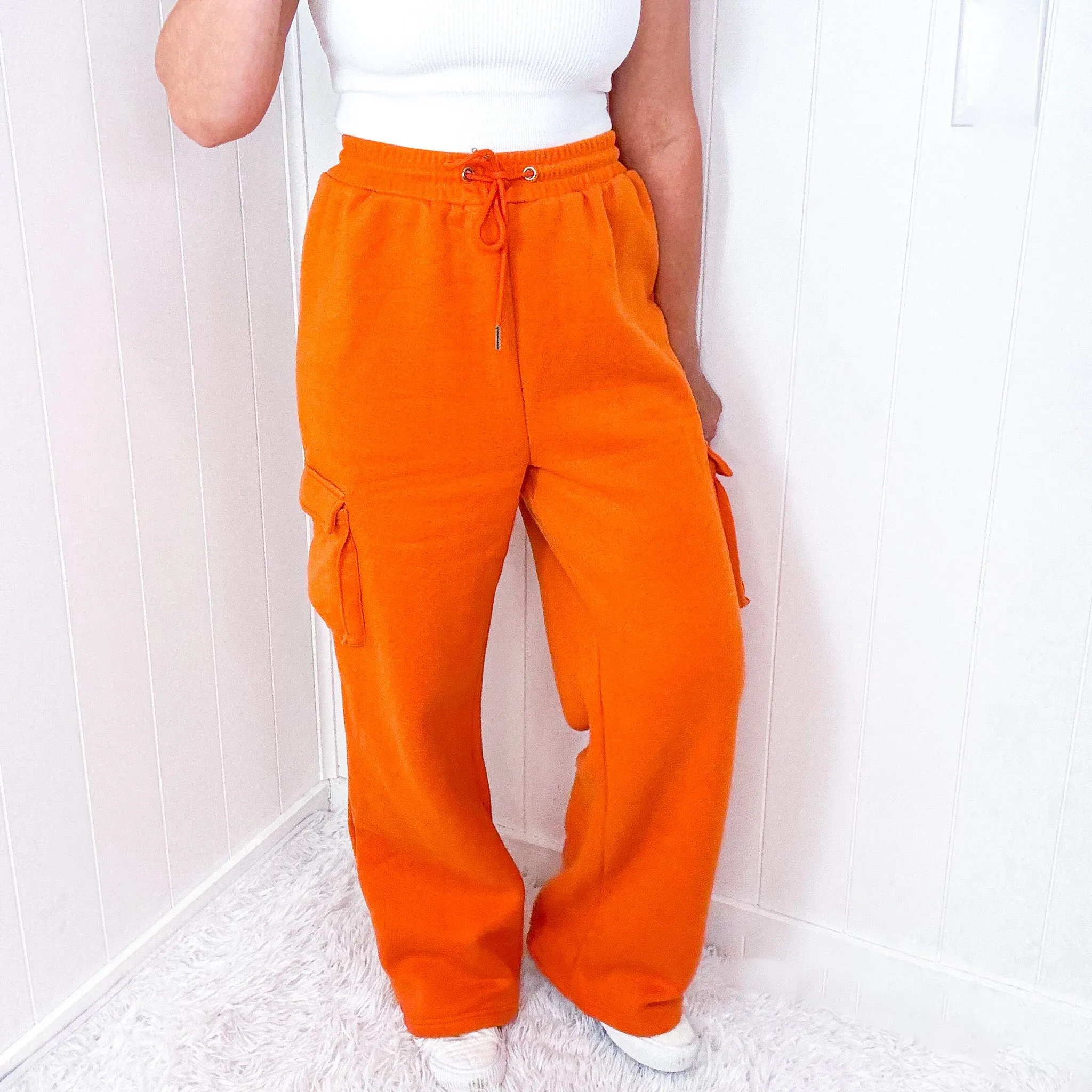 Cargolicious Plush and Soft Wide Leg Cargo Sweatpants in 5 Colors