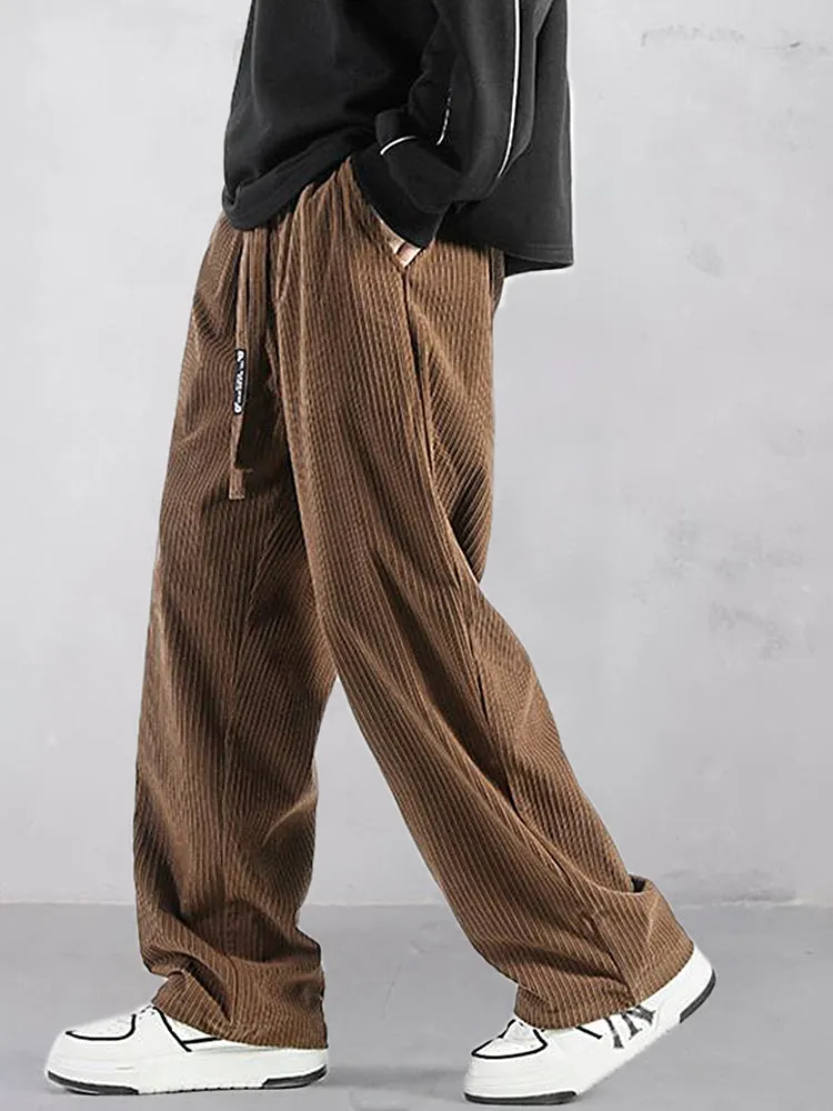 Casual Straight-Leg Corduroy Pants