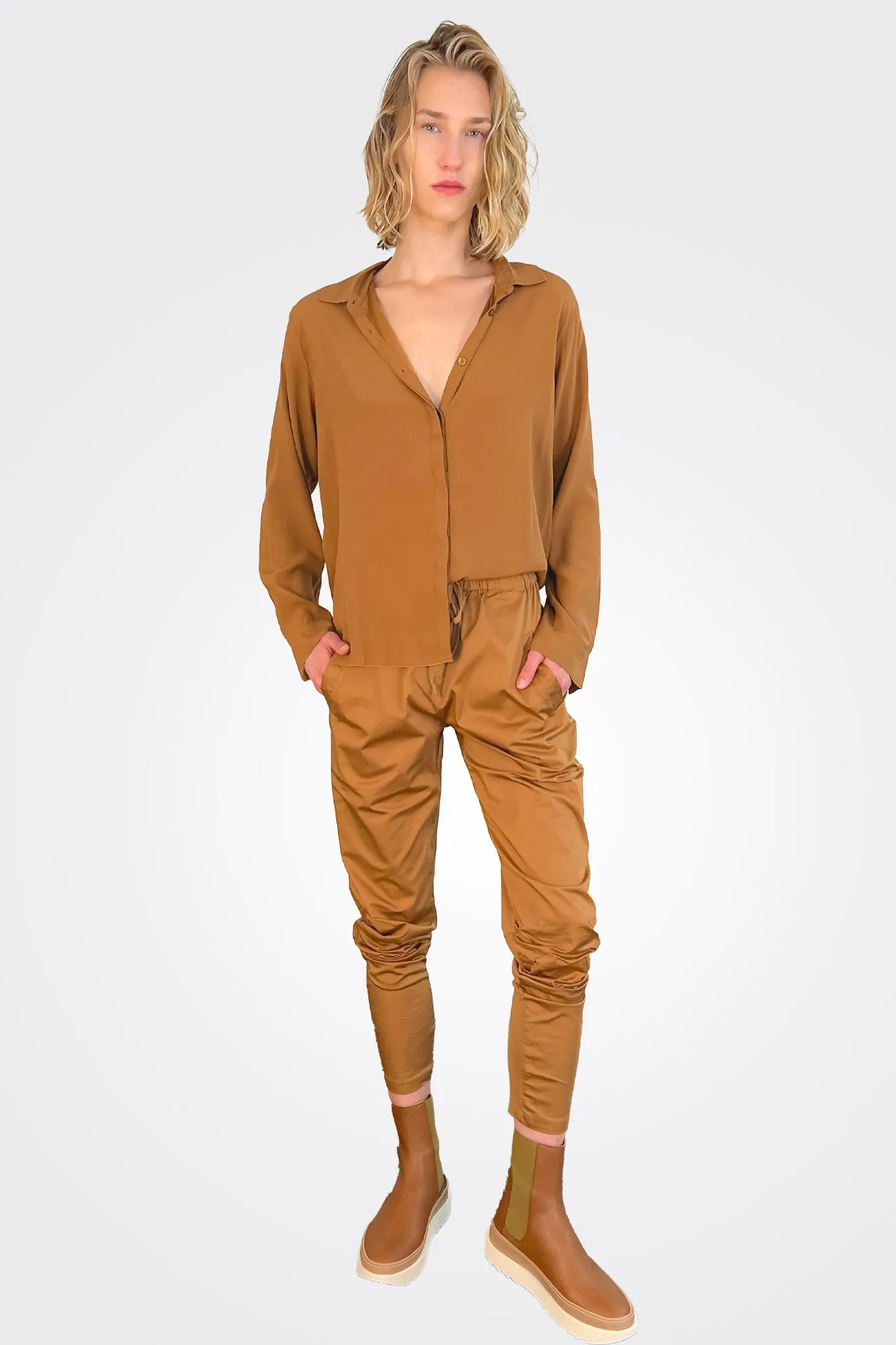 Casual Tapered Pants - Camel