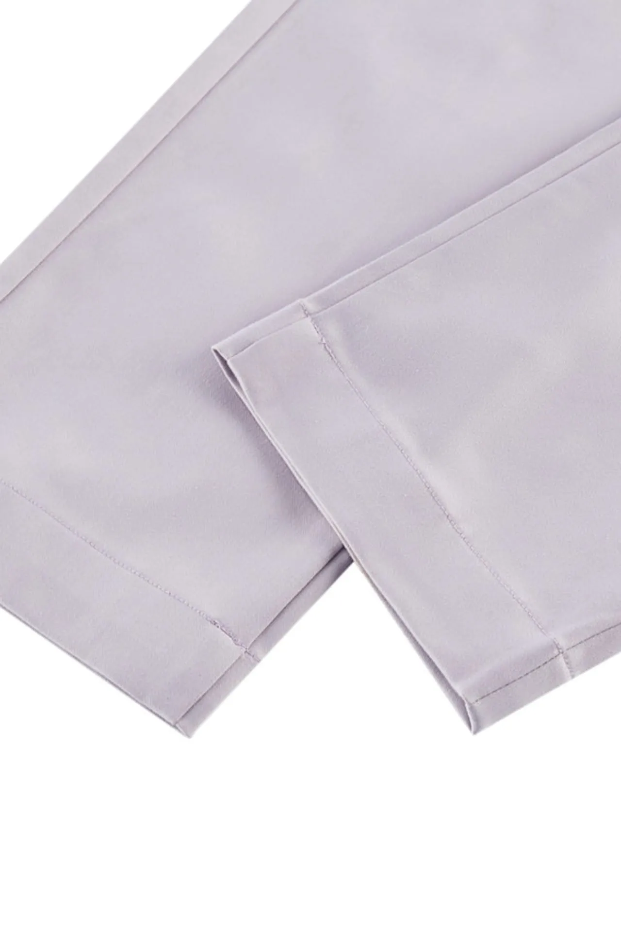 Cotton Blend Spandex Satin Cropped Cigarette Pants With Elastic Waistband