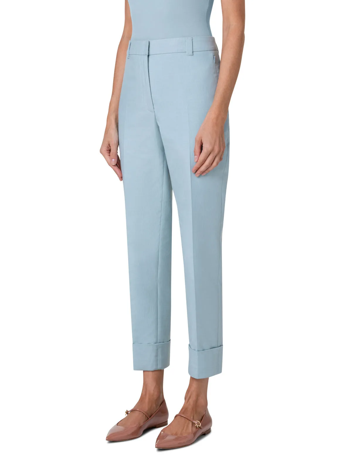 Cotton Silk Double-Face Cropped Tapered Pants