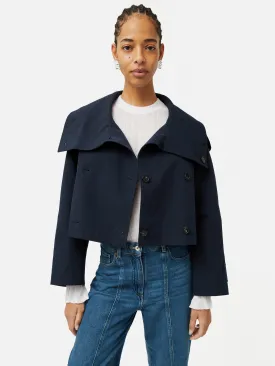 Cropped Cotton Trench Jacket | Navy