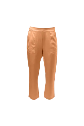 Cropped Silk Pants In Copper