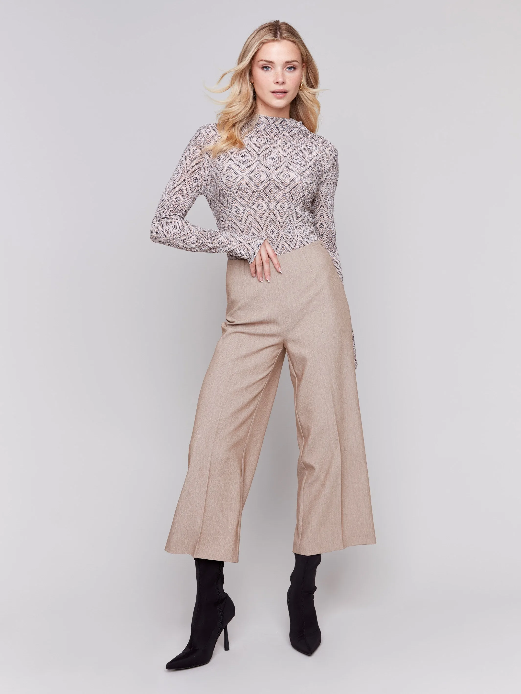 Cropped Wide Leg Pants - Truffle